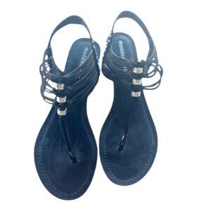 Madden Girl Women's THRILL Flat Sandal Rhinestones Black 8.5M NWOT